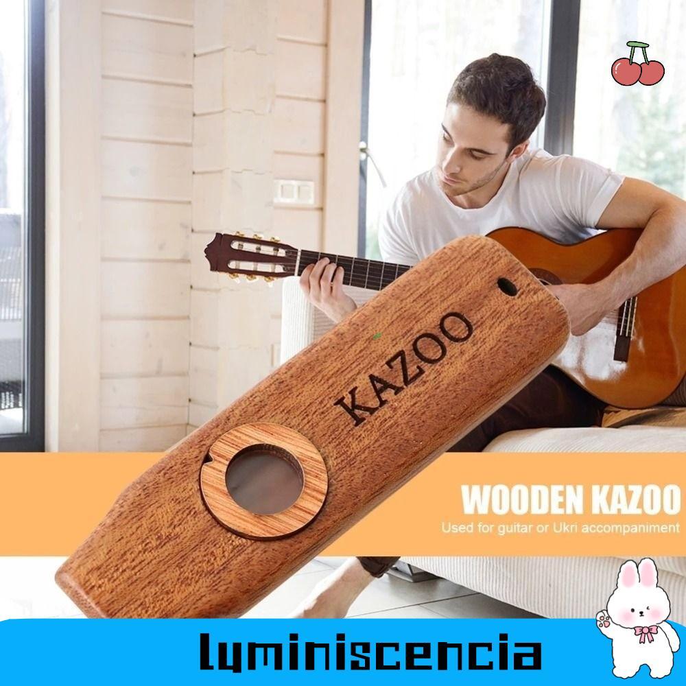 LUMINISCENCIA Kazoo bằng gỗ, nhẹ có dây buộc Nhạc cụ, Thiết kế bền bỉ thủ công Kích thước di động Ch