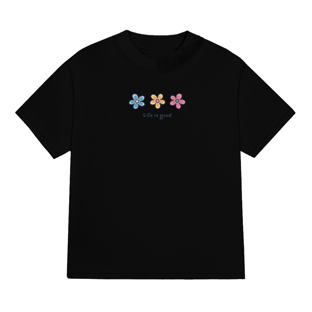 （Giao hàng 24h）Angela Áo thun nữ baby tee Flower Life is good HOU boutique chất thun cotton 220Gsm 2