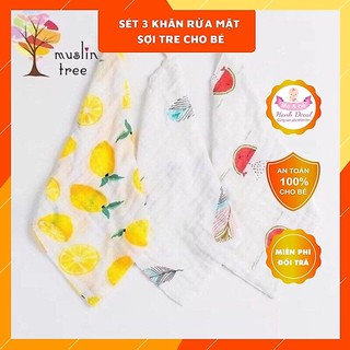 Sét 3 khăn rửa mặt sợi tre túi zip mềm mại cho bé