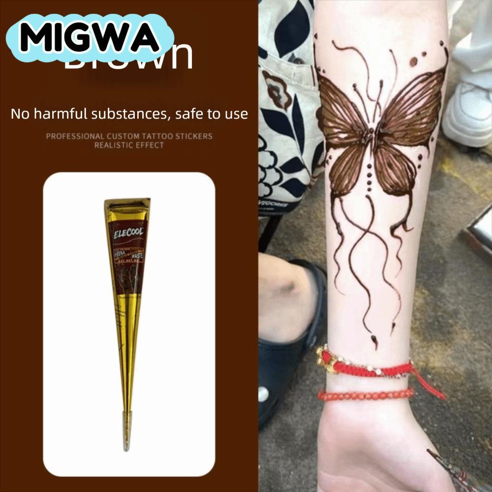 Kem Xăm MIGWA Henna, Màu Nâu Đen Tạm Thời Henna Dán Nón, Kem Henna Dễ Sử Dụng Bán Cố Định Màu Nâu He
