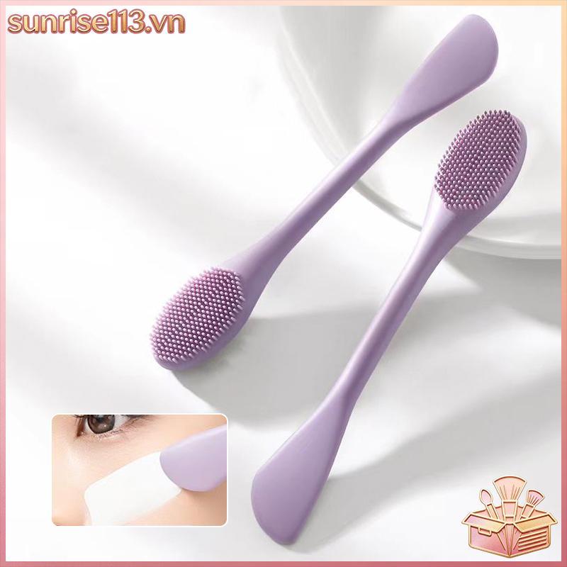 SR Beauty Double Head Silicone Facial Mask Brush Facial Massage Cleaning Brush DIY Mud Film Scraper 