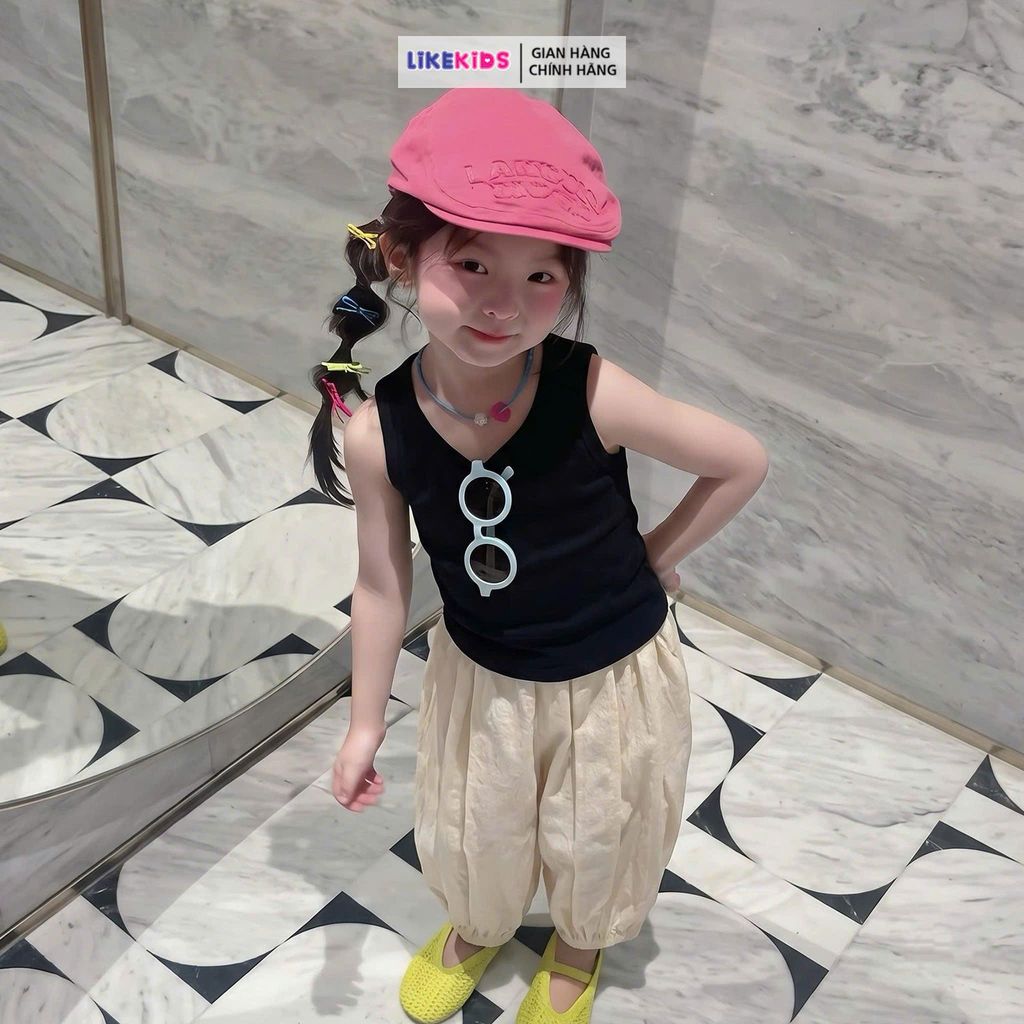 SET quần dài áo ba lỗ THỜI TRANG năng động cho bé gái LikeKids M47