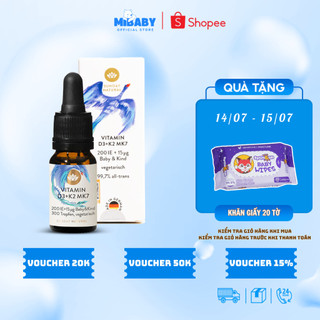 Sunday Natural - Vitamin D3 K2 Mk7 200IU + 15mcg Sunday Natural Đức 10ml, chay thường cho Bé
