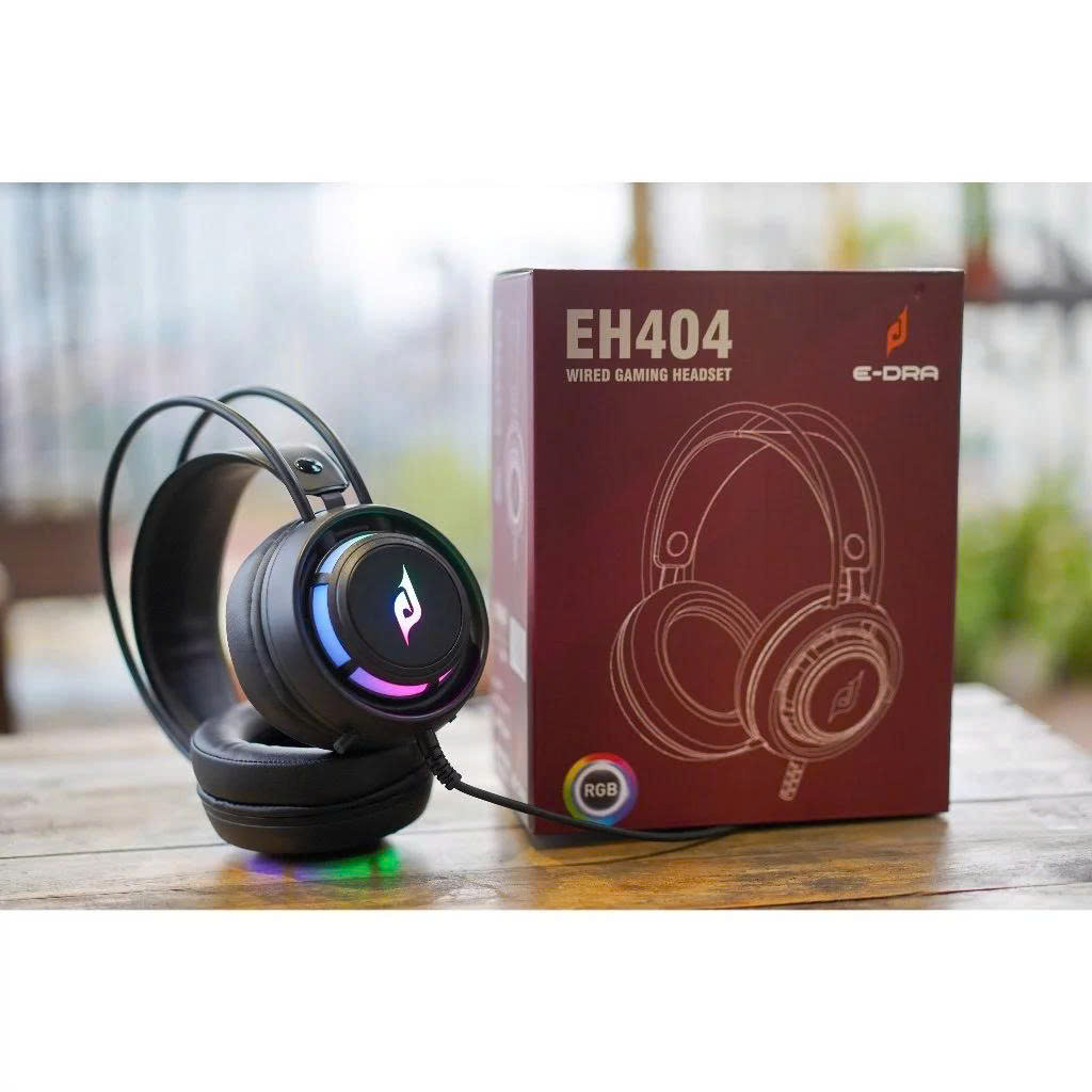Tai nghe chụp tay gaming E-Dra EH404 Black LED RGB