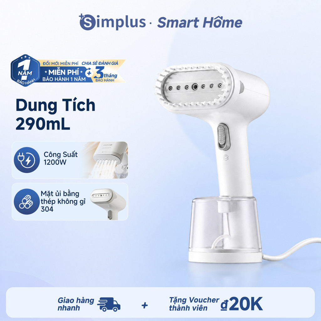 Bàn ủi hơi nước cầm tay Simplus Dung tích bình nước lớn 290ml Công suất lớn1200W Làm nóng nhanh chỉ 