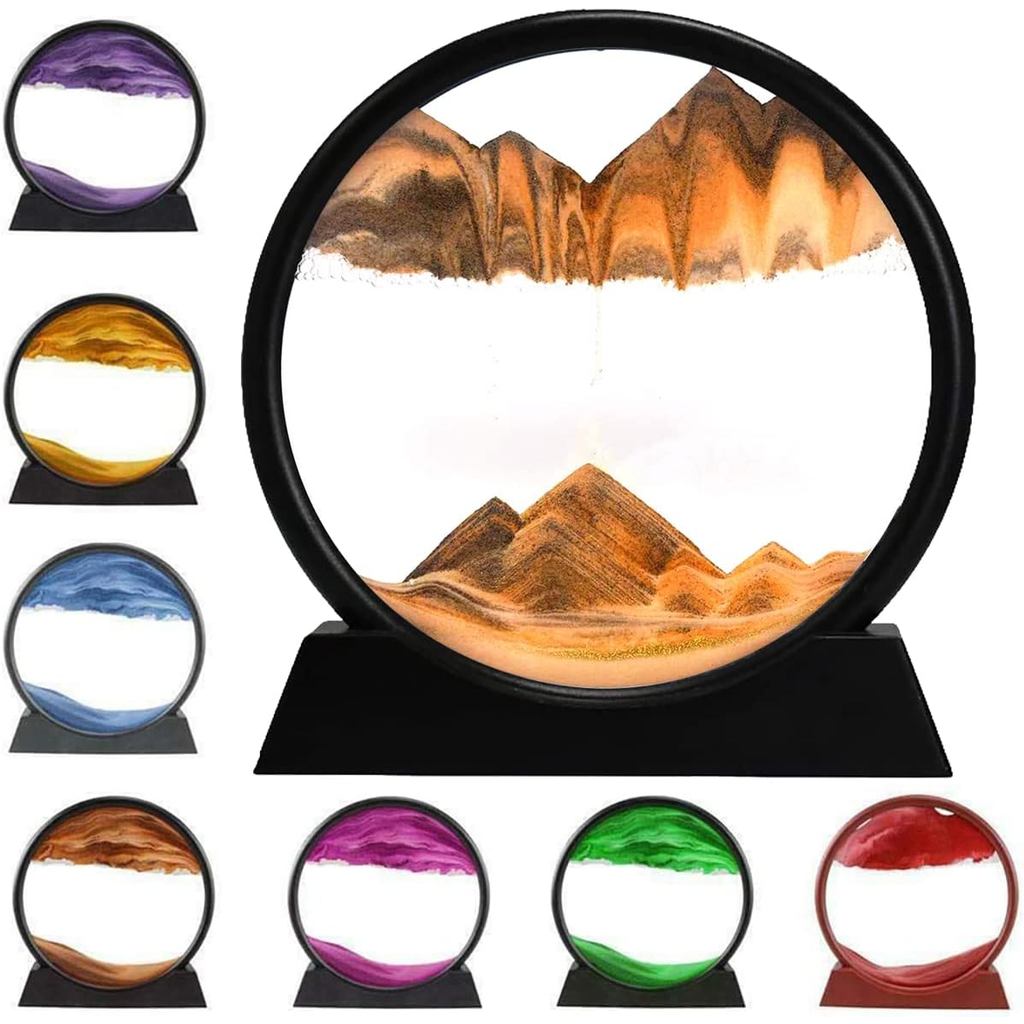 Rysnwsu 3D Dynamic Sand Art Liquid Motion, Moving Sand Art Picture Kính tròn 3D Deep Sea Sandscape i