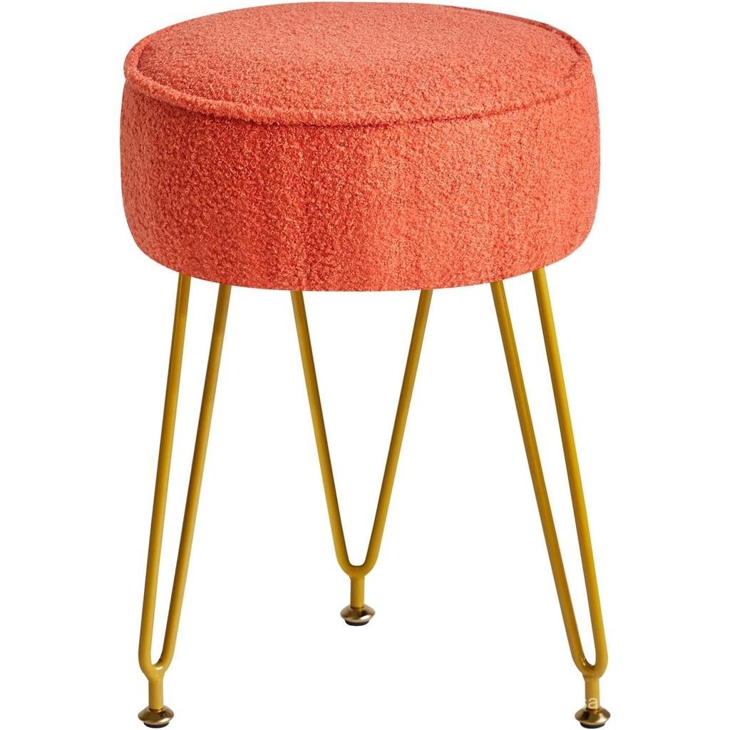 IBUYKE Teddy Velvet Round Footrest Phân Ottoman, Trang điểm Vanity Stool Side Table, Nhung Dressing 