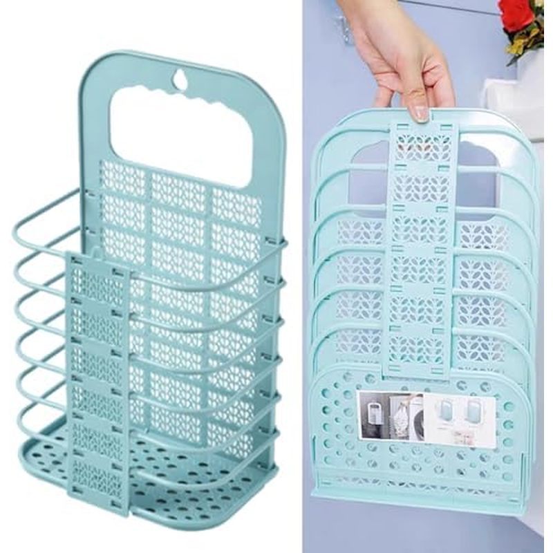 Ouliget RV Bathroom Collapsible Hanging Laundry Basket,Plastic Dirty Laundry Basket with Handle,Spac