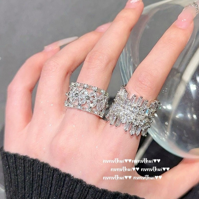Lấp Lánh Glacier Cube Đường Đá Quý Nhẫn Galaxy Mạ Sáng Vàng 18K Nàng Tiên Cá Bong Bóng Bông Tai Zirc
