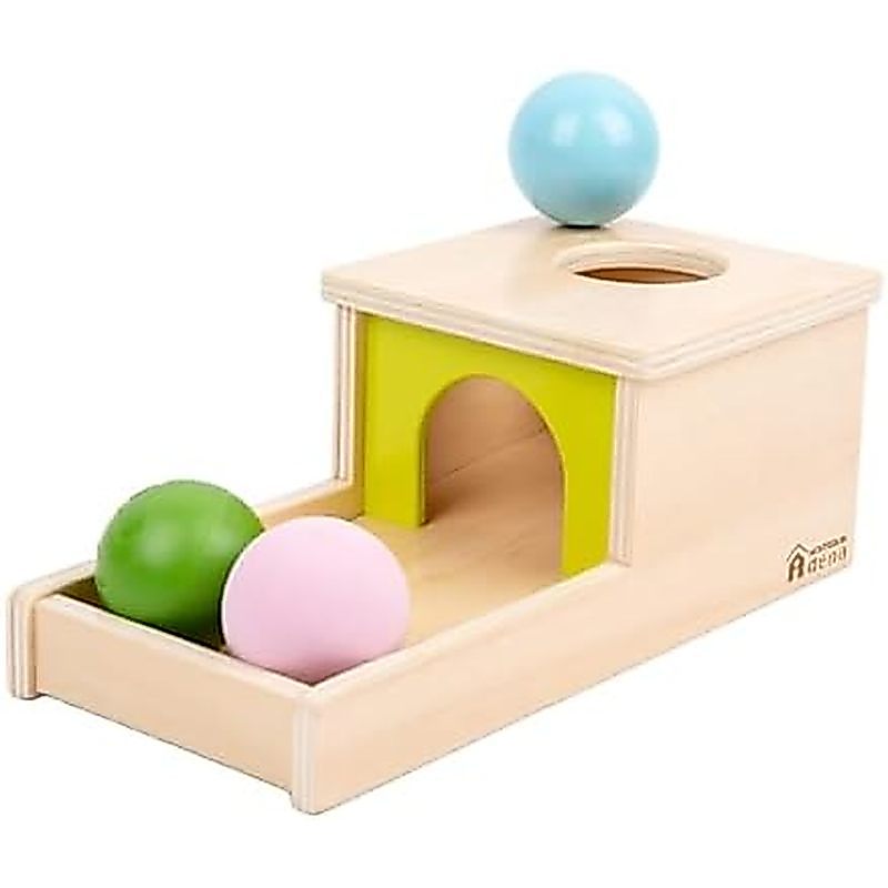 Adena Montessori Object Permanence Box with Tray Three Balls Montessori Toys for 6-12 Months Baby 1 