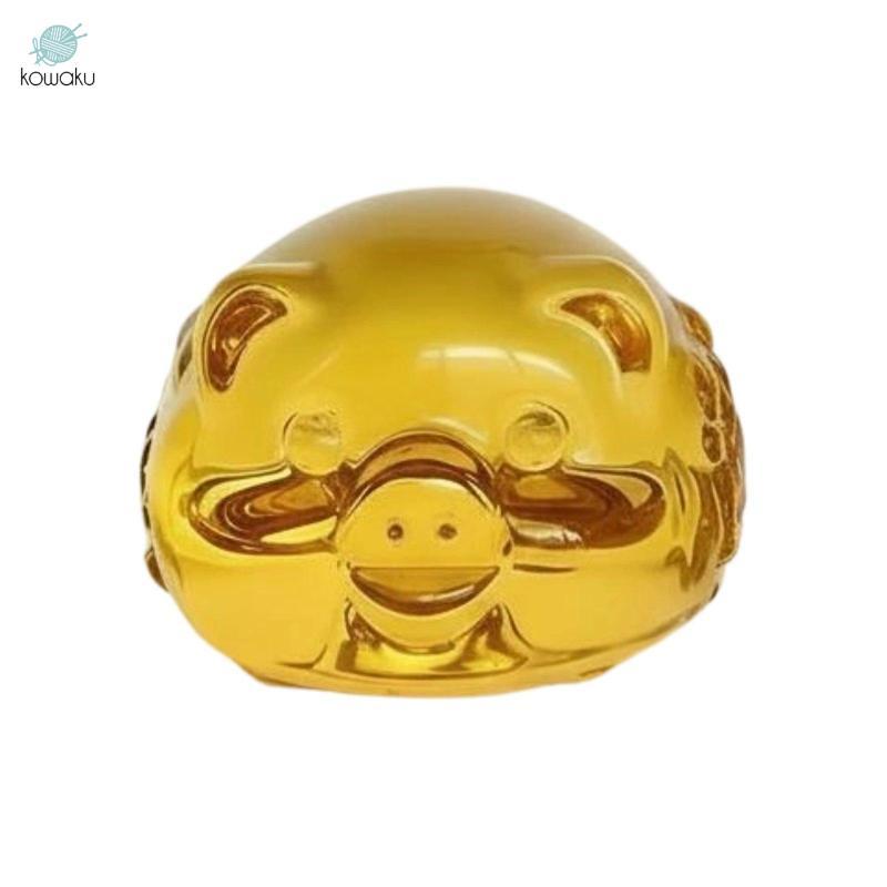 Tượng lợn pha lê, Trang trí lợn vàng, Lợn hoàng đạo, Vàng hiện đại 70mm
