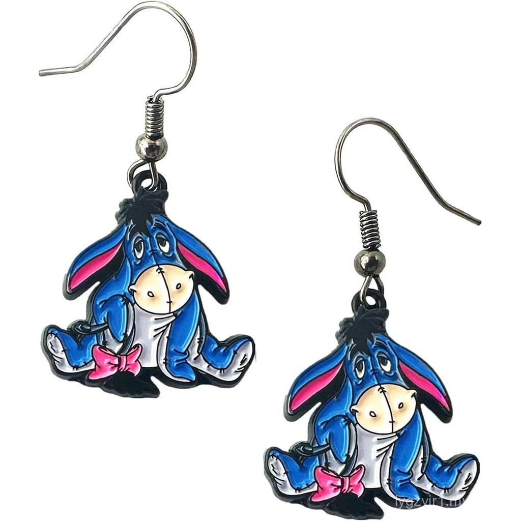 Hoạt Hình Dễ Thương Donkey Eeyore Bông Tai Stud, Bông Tai Hợp Kim Kẽm Cho Nữ Và Nam DUFV