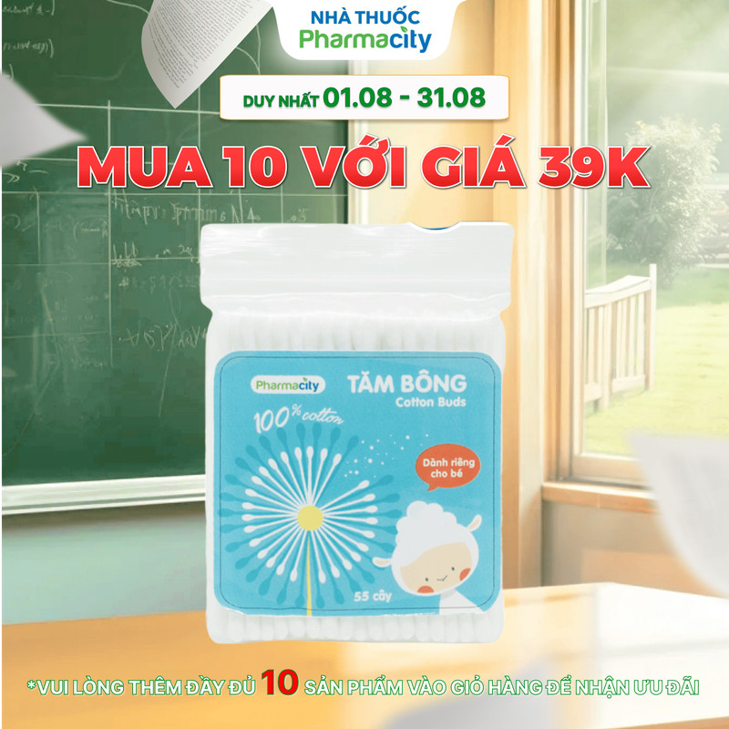 Tăm bông trẻ em Pharmacity (55 cây/gói)
