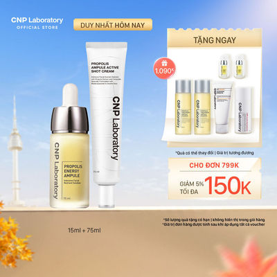 [CNP Laboratory Official] Combo keo ong: Tinh chất và Kem dưỡng phục hồi da keo ong CNP Propolis Combo 15/75ml