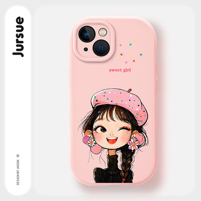 JURSUE Ốp lưng dễ thương đẹp hoạt hình độc lạ ngầu ngộ nghĩnh nữ chống sốc chống bẩn mềm cho iPhone 17 Air 16 15 14 13 12 11 PRO MAX SE 2020 X XR XS ip 8 7 Plus kute MZ507035