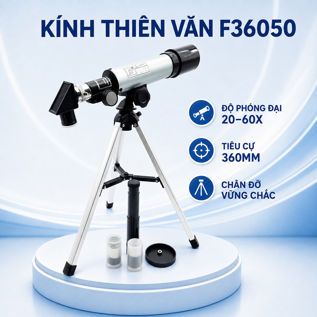 [HCM] Kính Thiên Văn F36050 Cao Cấp Loại Lớn, Kính Viễn Vọng Khúc Xạ Ngắm Trăng Sao Sắc Nét Cho Trẻ 