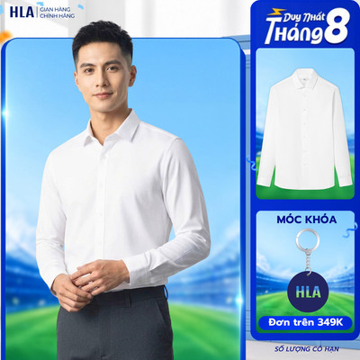 [HỎA TỐC 4H] Áo Sơ Mi Dài Tay Nam Trắng HLA – Áo Sơ Mi Chuẩn Công Sở, Mềm Mịn Thoáng Khí