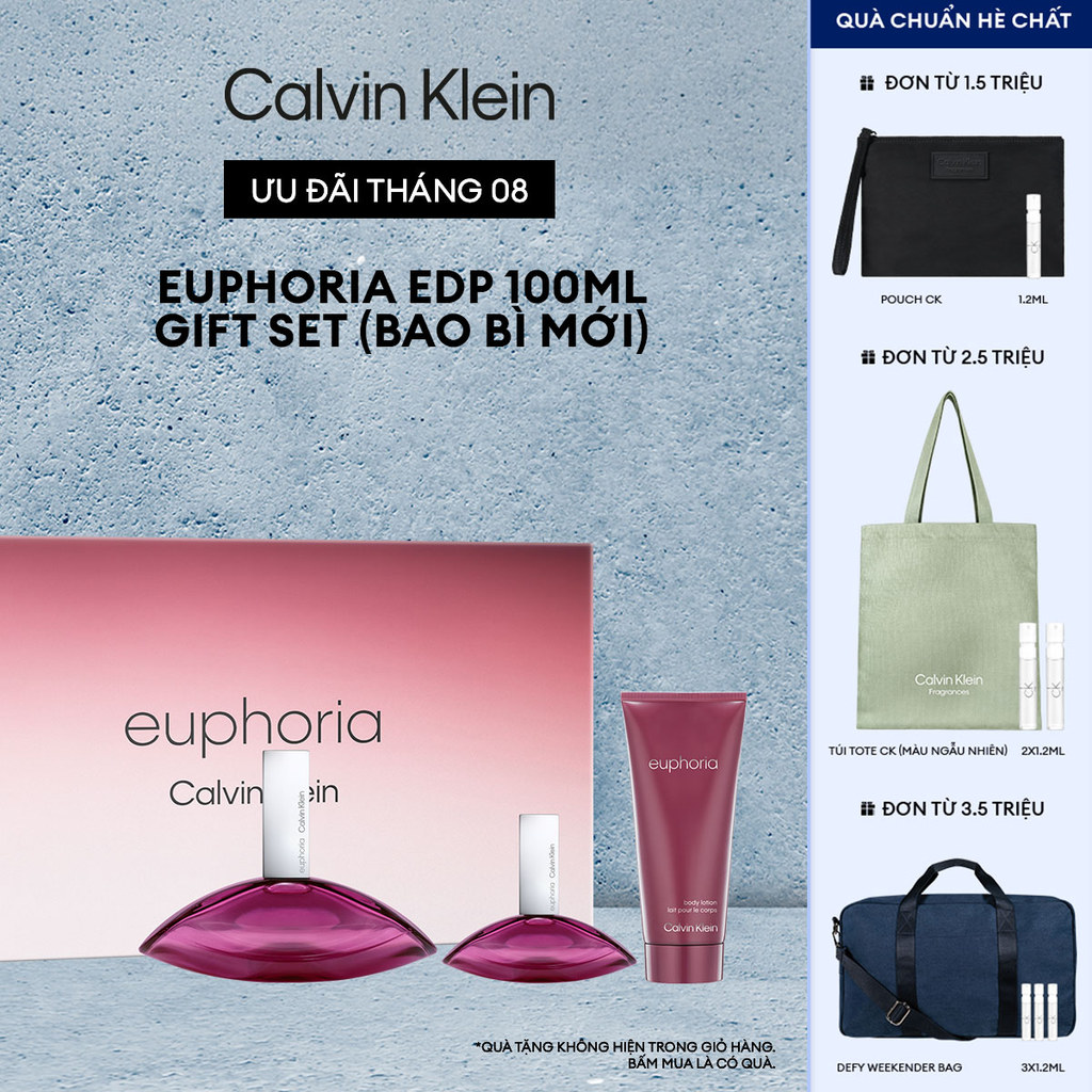 Bộ quà tặng Nước hoa Nữ Calvin Klein Euphoria EDP 100ml + 30ml + Body Lotion Gift Set