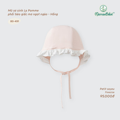 Mũ sơ sinh La Pomme phối bèo giấc mơ ngọt ngào - Sợi Petit Soyeu thoáng mát - Bé gái - Freesize