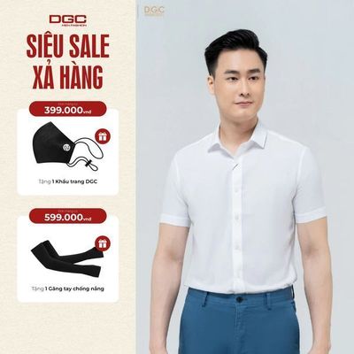 Áo Sơ mi nam ngắn tay DGC Dáng Ôm Slim Fit, vải sợi Nano thoáng mát thấm hút tốt vượt trội - SASNBC11M