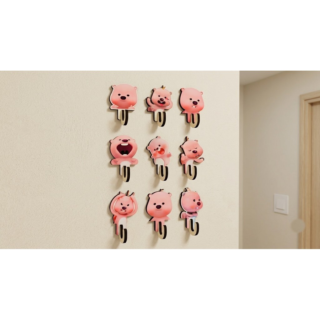 (MẪU A55) Móc treo meme dễ thường hình Loopy, gấu hồng meme cợt nhả