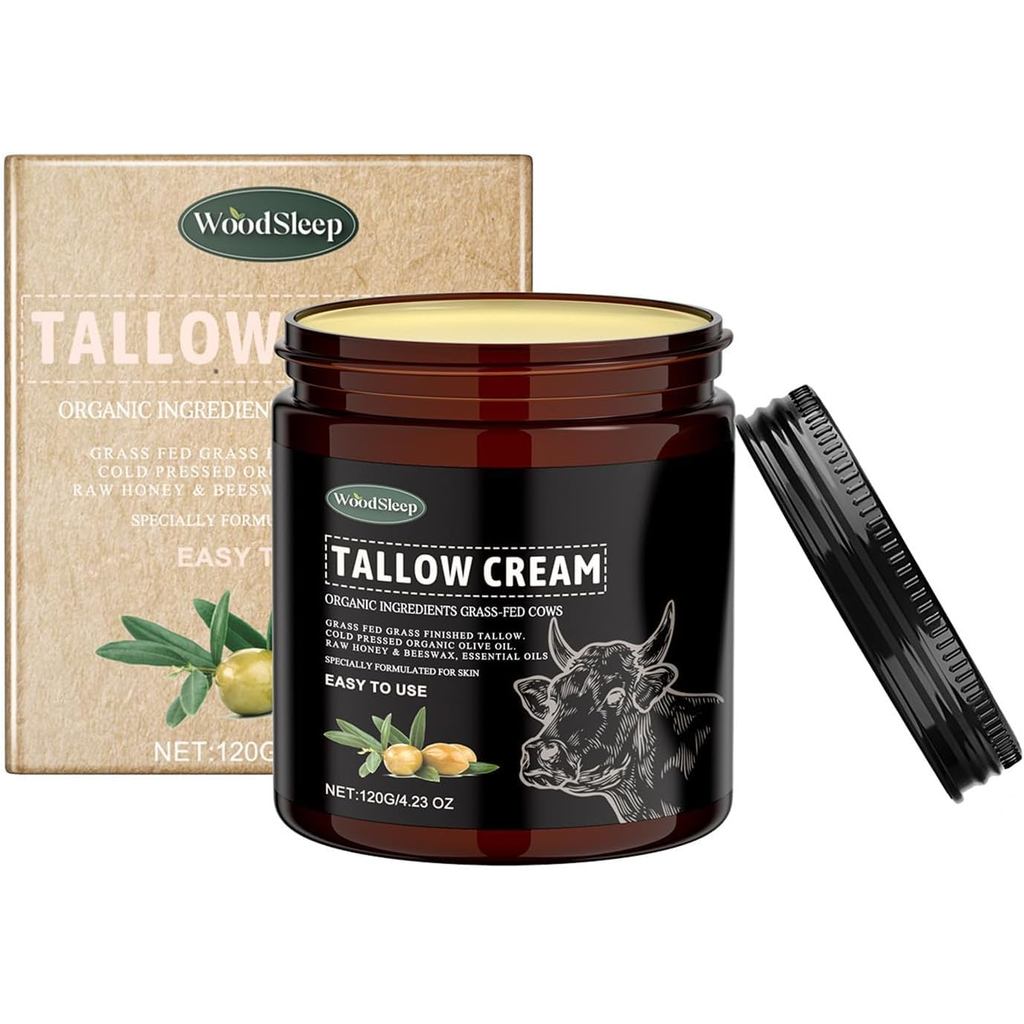 Beef Tallow Skin Care Cream, Natural Beef Tallow Moisturizer, Deeply Nourishing Organic Grass Fed Ta