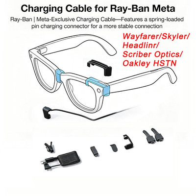 Fonken 6 Bộ Cáp Nối Dài Cáp Sạc Loại C Cho RayBan Me-ta Wayfarer/Skyler/Headliner/Scriber Optics/Oakley HSTN