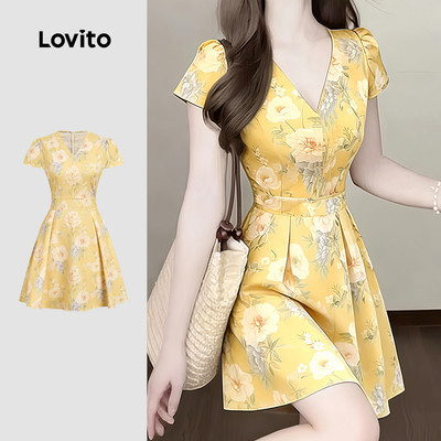 Đầm nữ Lovito vàng xuân hè phong cách thường ngày L190ED440