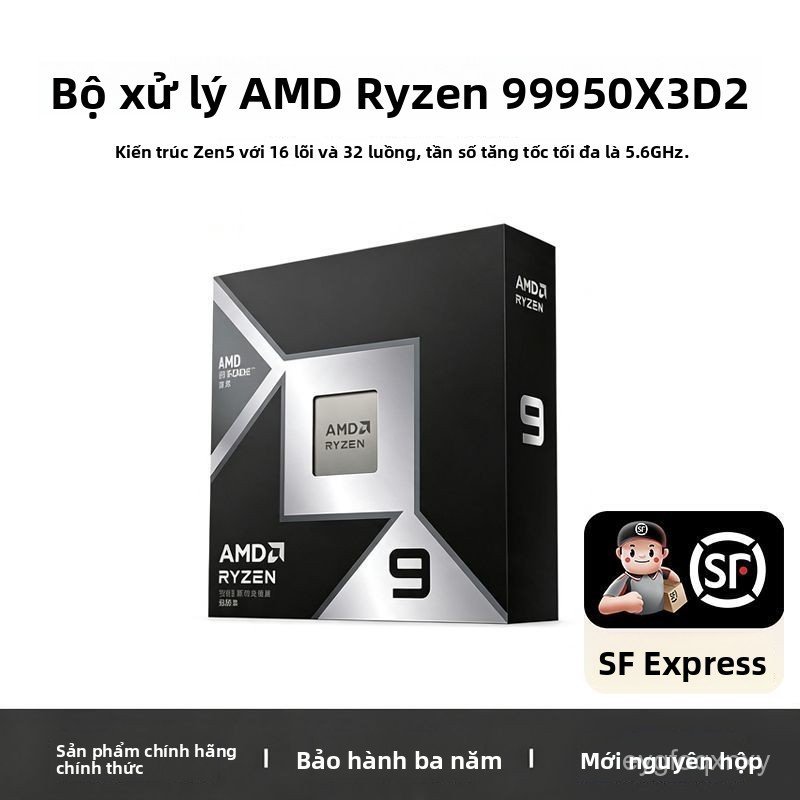 Bộ vi xử lý CPU AMD Ryzen R9 9950X3D 16 nhân 32 luồng mới cho máy tính để bàn