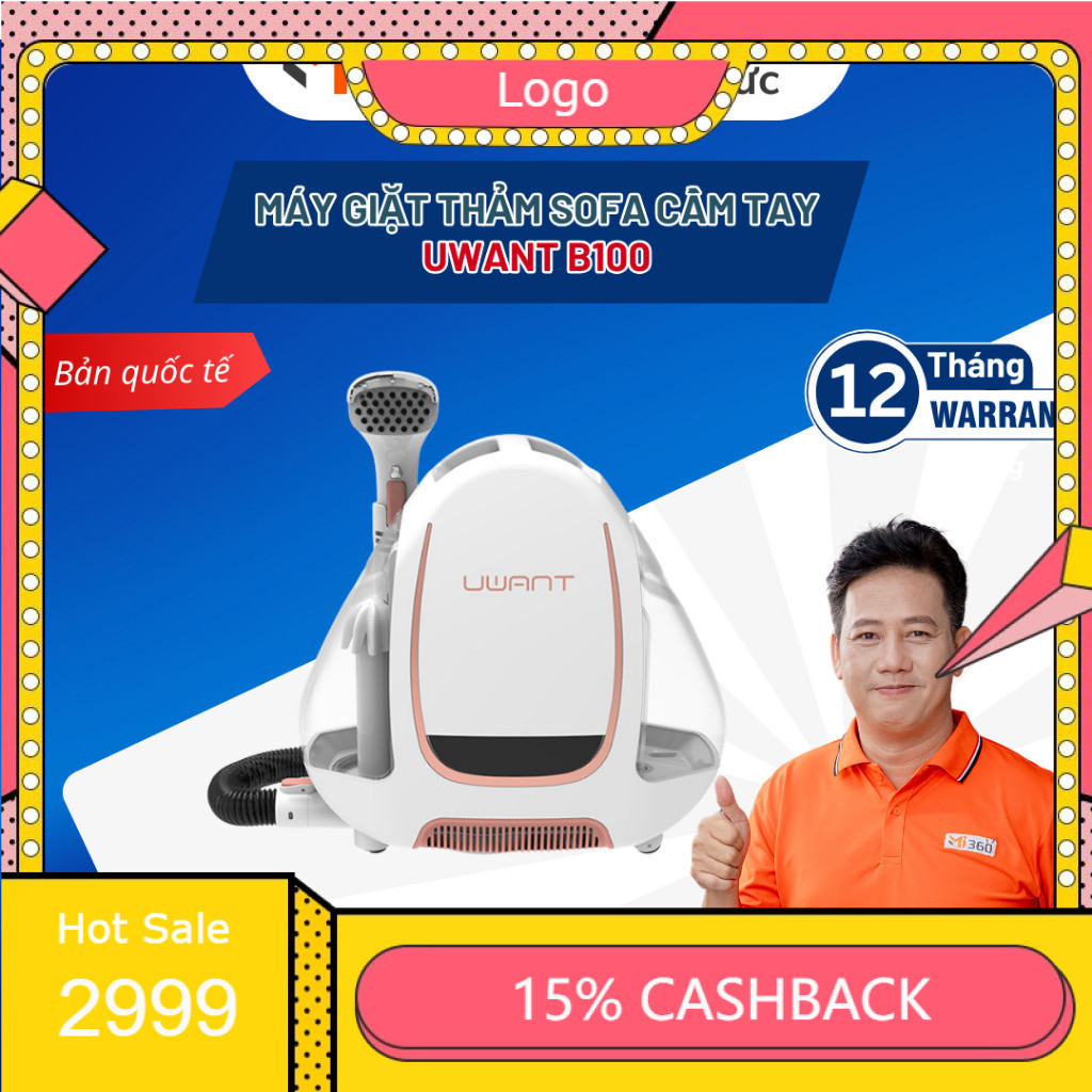 Máy Giặt Thảm Sofa Cầm Tay Uwant B100 Bản Quốc Tế -Hàng Chính Hãng