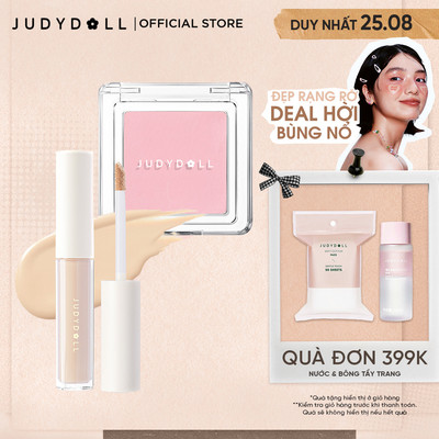 [Combo 2] Phấn Má Hồng Đơn 2g & Kem Che Khuyết Điểm 3.2g JUDYDOLL Dễ Dùng Bền Màu Che Phủ Tốt