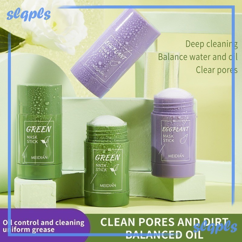 Meidian Green Tea & Eggplant Solid Mud Mask Stick, Smear-on Solid Mask, Làm sạch sâu, Kiểm soát dầu,