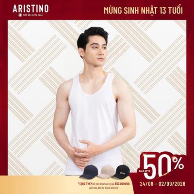 Áo Ba Lỗ Nam Aristino 100% Cotton Organic, Mềm Mại, Thoáng Mát, Áo Lót Nam Basic Thoải Mái