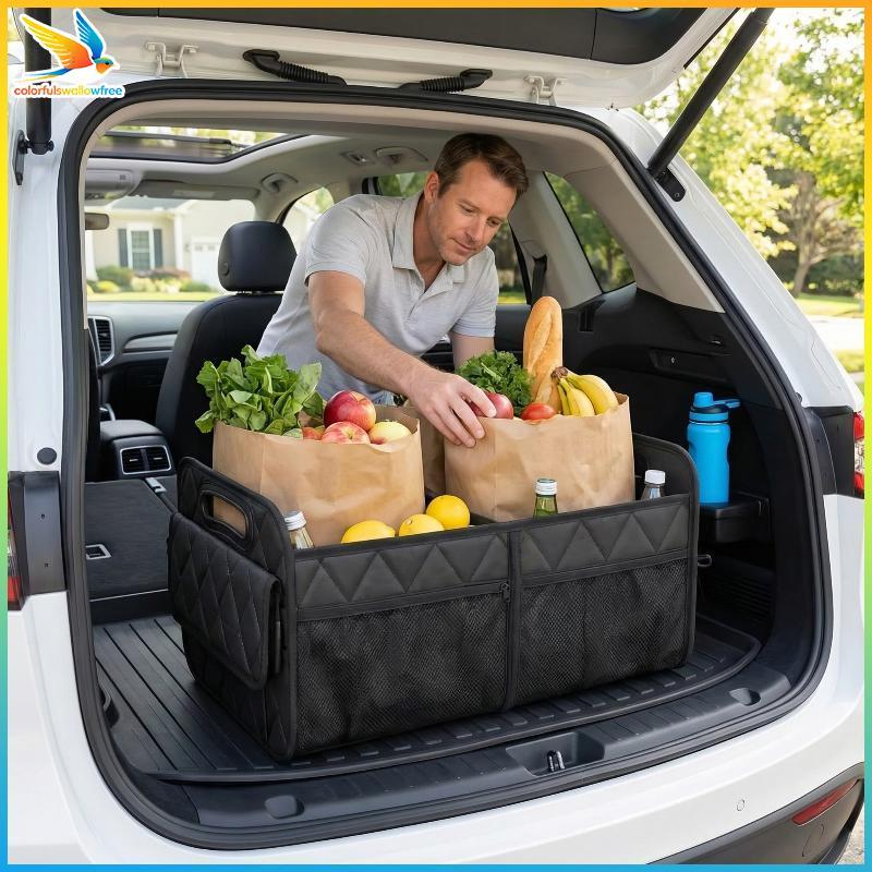 Colorfulswallowfree Car Trunk Organizer cho SUV Túi lưu trữ dung tích lớn dành cho du lịch và hoạt đ