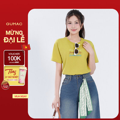 Áo Thun Nữ GUMAC Form Regular Cổ Tròn Tay Ngắn  Thoải Mái Năng Động Cho Mọi Hoạt Động ATF07051