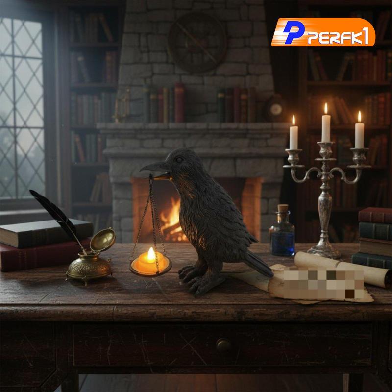 Đèn điêu khắc Gothic Raven Trang trí ma quái Giá đỡ nến Raven Chi tiết giống như thật