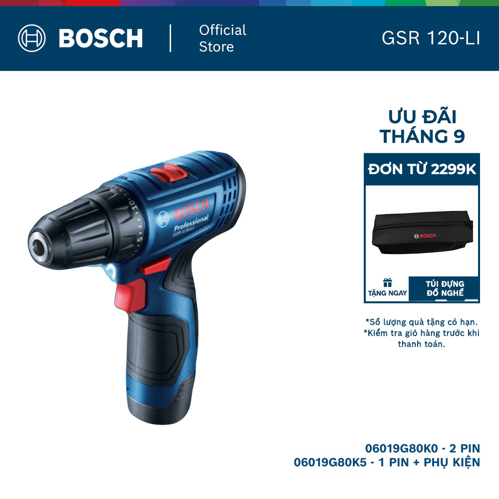 Máy khoan vặn vít dùng pin Bosch GSR 120-LI