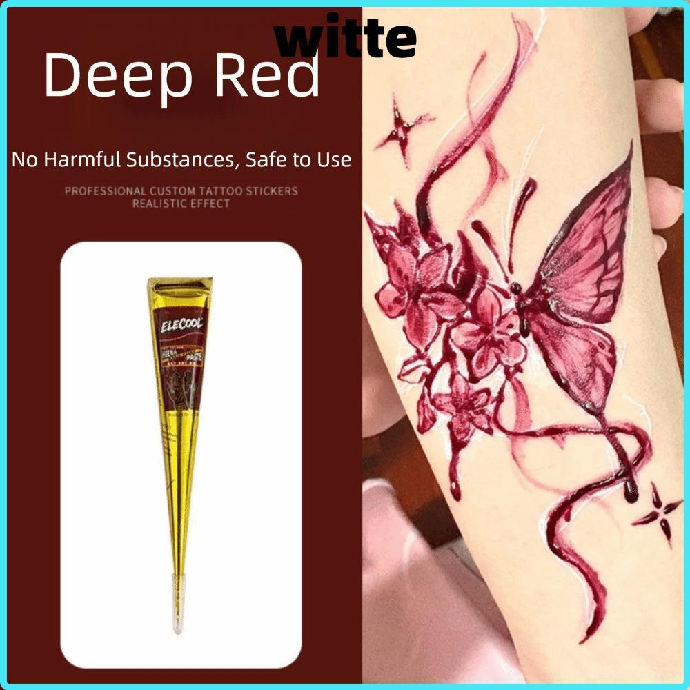 WITTE Henna Paste Cone, Kem xăm Henna bán vĩnh viễn dễ sử dụng, Kem Henna Màu đen tạm thời Màu nâu đ