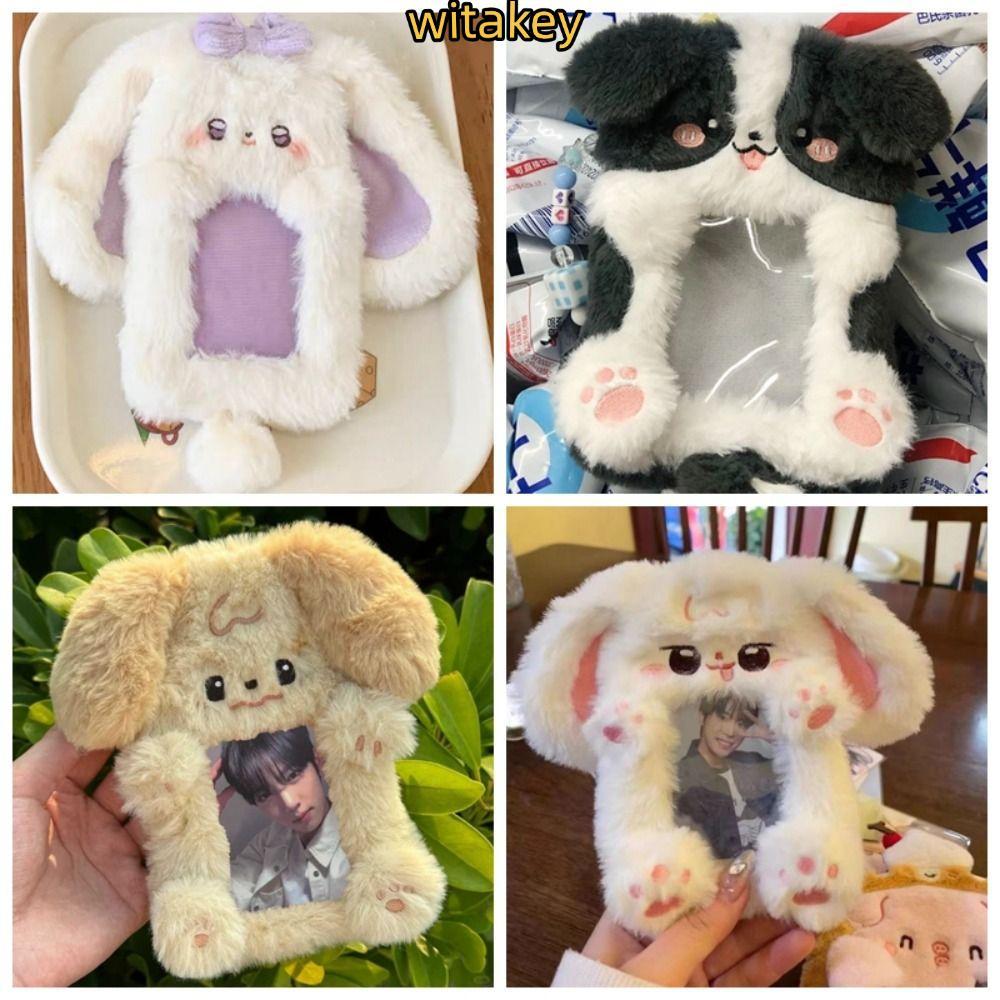 WITATA Photocard, Đa Năng Tai Lớn Thỏ / Border Collie Photo Card Holder, Hoạt Hình Sang Trọng Thẻ Họ