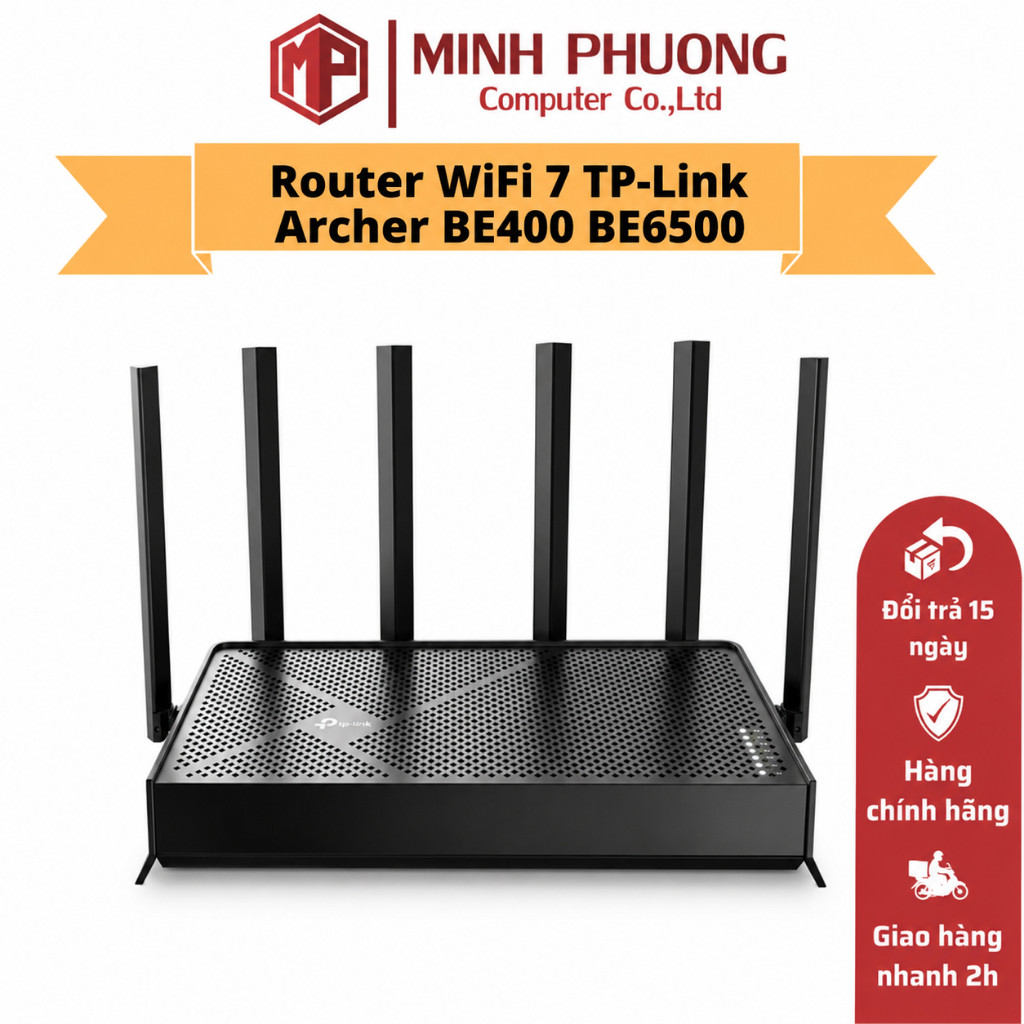 TP-Link Archer BE400 WiFi 7 BE6500 | 2 Cổng 2.5G | MLO | EasyMesh | Chính Hãng