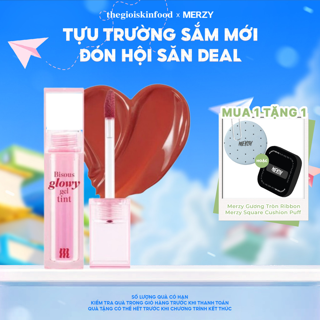 Son bóng Merzy pha lê căng mọng, bền màu Bisous Glowy Gel Tint 4g ThegioiSkinfood