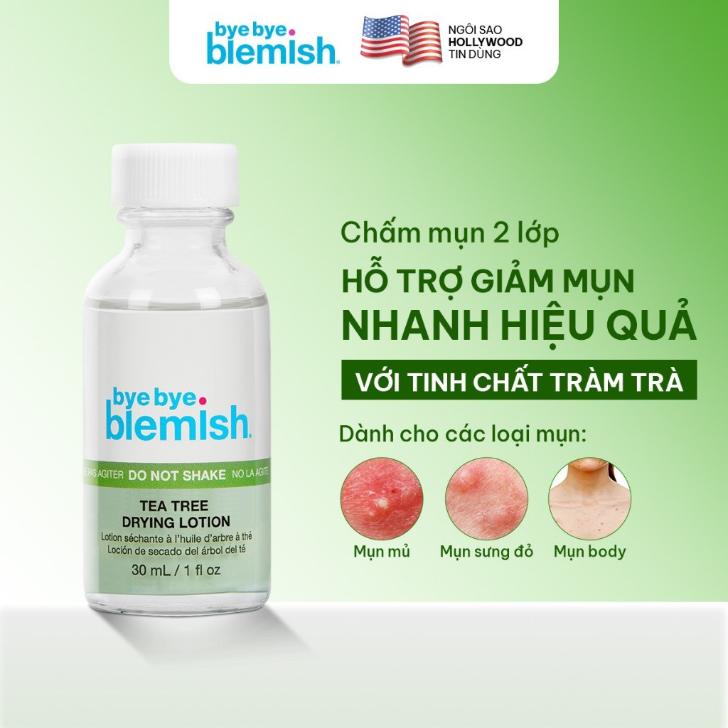 [9.9 TẶNG 2 TĂM BÔNG] Chấm mụn Tràm Trà dành cho mụn viêm, mụn body Bye Bye Blemish Tea Tree Drying 
