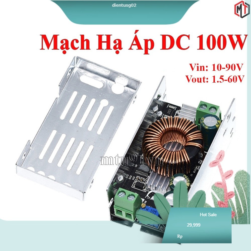 303 Mạch Hạ Áp, Giảm Áp DC Buck90 - Vào 12-90VDC ra 1.5-60VDC - Công Suất Tối Đa 100W 6A