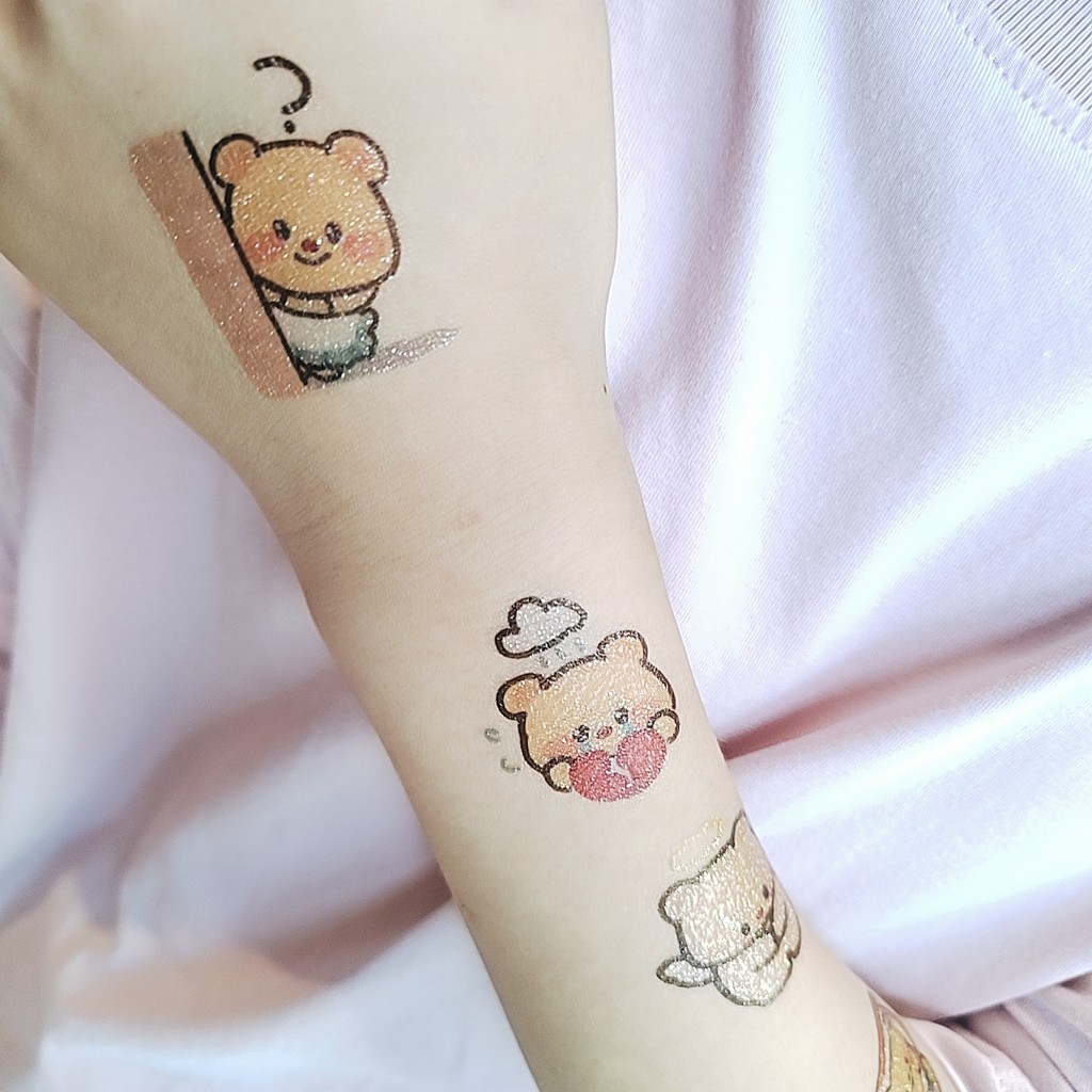 Butterbear Long Lanh Hình Xăm Dán Trẻ Em Butterbear Emoicon Gói Dán Chống Thấm Nước Hoạt Hình Dễ Thư