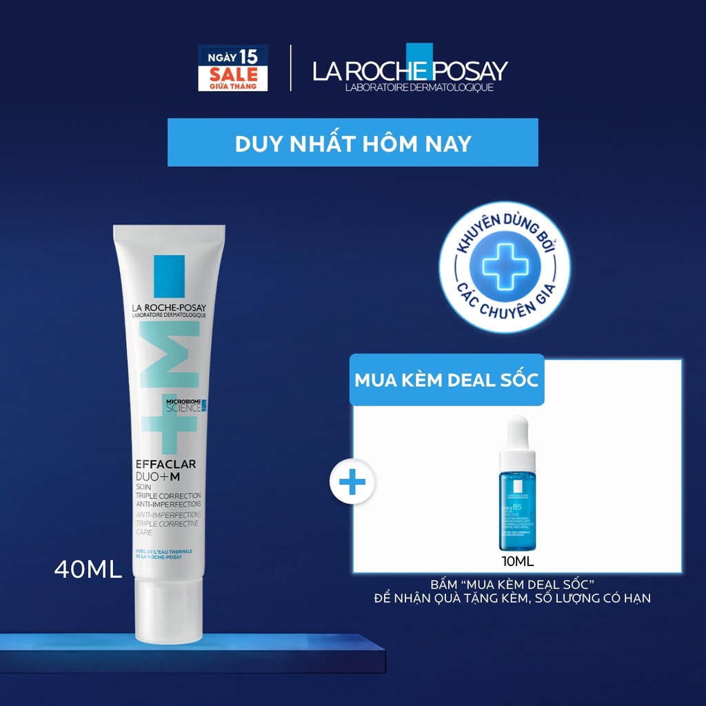 Kem dưỡng giảm mụn nhanh 8 giờ La Roche-Posay Effaclar Duo+ M 40ml