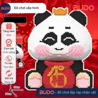  Đồ Chơi Lắp Ráp Mô Hình Gấu trúc panda mập ú ôm tiền đội vương miện Gạch Nano Block Trang Trí Quà Tặng Độc Đáo Cỡ lớn 