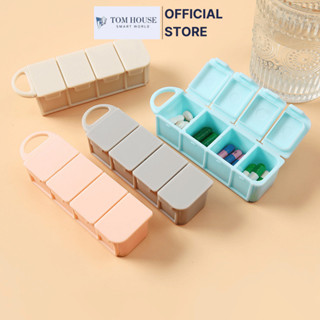  Hộp Chia Thuốc Mini 4 Ngăn Nhựa PP Cao Cấp Có Nắp Đậy Kín Tiện Dụng Mang Đi Du Lịch Văn Phòng Gia Đình 