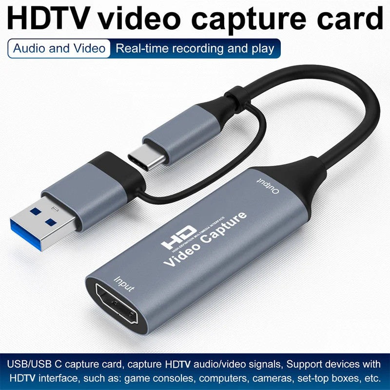 Thẻ ghi 1080P 4K HDMI tương thích với USB-A / USB-C USB2.0 Ghi âm thanh Video cho OBS Studio PotPlay
