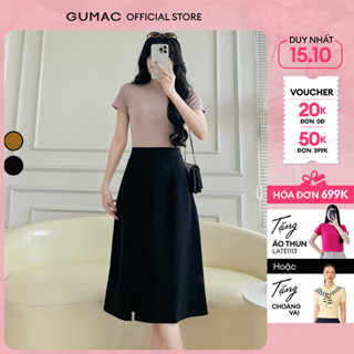 [NEW] Chân váy nữ A lưng rời xẻ tà lệch chất liệu chéo thái công sở thời trang GUMAC LVF0804