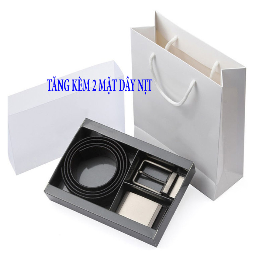 Thắt lưng nam tặng kèm 2 mặt cao cấp, Dây nịt nam cao cấp, Dây nịt nam 2 mặt